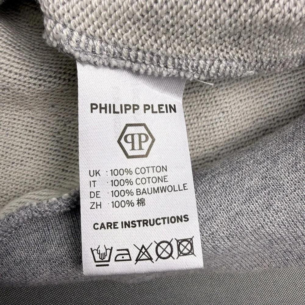 PHILIPP PLEIN Teddy Bear Sweatshirt Gray‎ RARE! Embellished Crystals